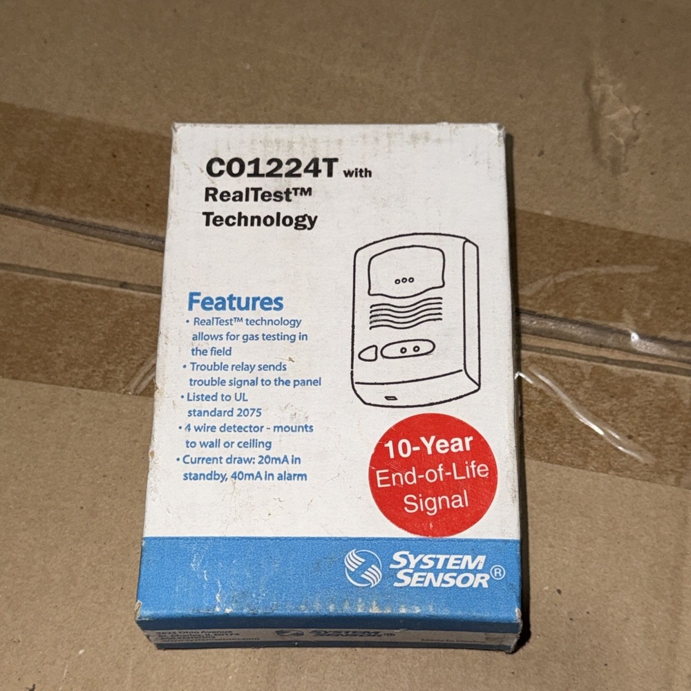 System Sensor Carbon Monoxide Detector Real Test Technology Model C01224T / New